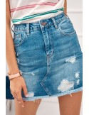 Denim skirt with abrasions, blue 3009 - Online store - Boutique